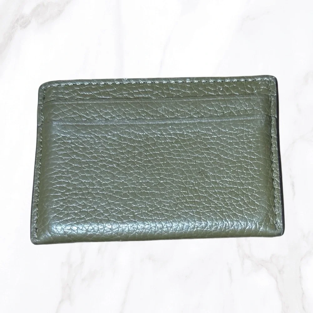 Michael Kors Olive Green‎ Reed Large Pebbled 100% Leather Card Case
